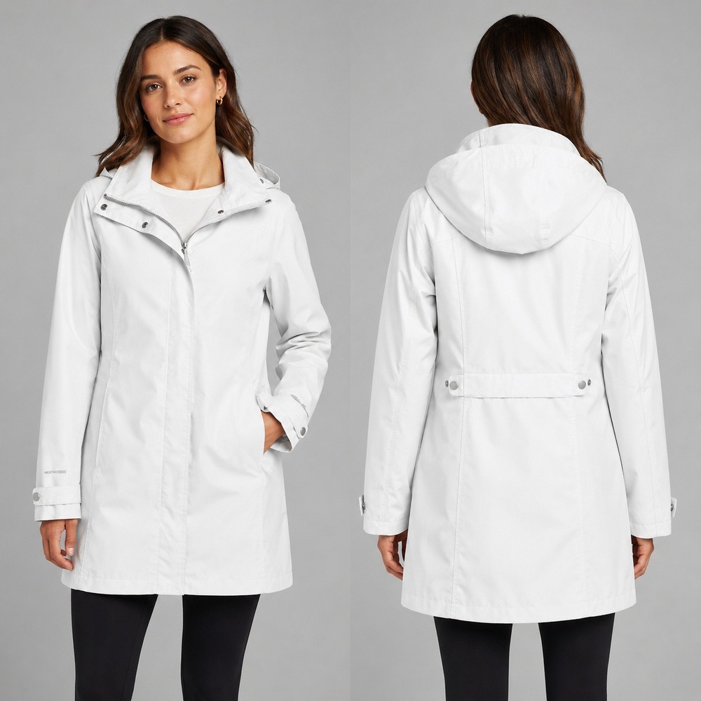 Eddie Bauer Raincoat Women's Medium Trench Coat WeatherEdge Insulated White